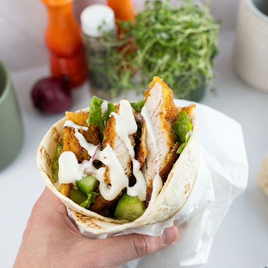 Panerad Kycklingwrap med Örtvinägrett & Aioli